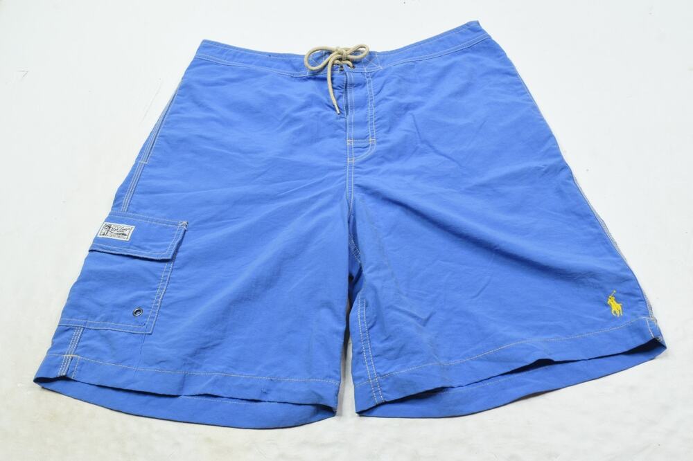 Polo Ralph Lauren Swim Trunks Shorts Mens Large Blue Mesh-Lined Drawstring Cargo